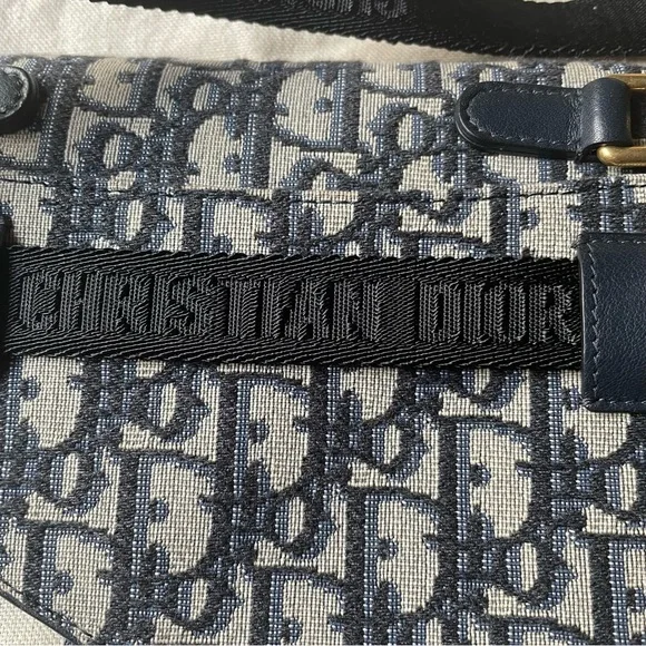 DIOR Blue Oblique Canvas and Leather Saddle Belt Bag 🤍 - Picture 5 of 12